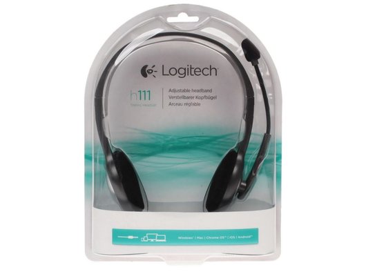 Наушники с микрофоном проводные Logitech Stereo Headset H111 Grey